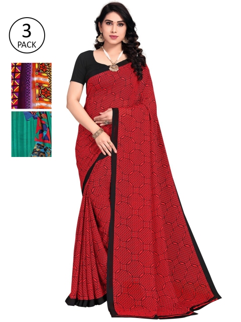 

KALINI Pack Of 3 Printed Saree, Green