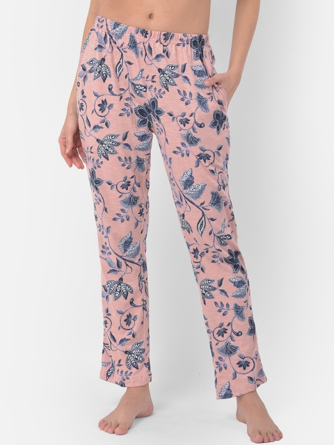 

Clovia Women Pink & Grey Printed Cotton Lounge Pants
