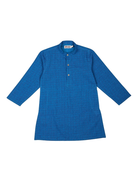 

Fabindia Boys Blue Geometric Print Cotton A-Line Kurta