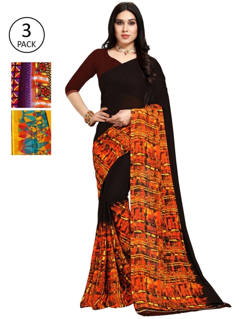 

KALINI Pack Of 3 Printed Saree, Yellow