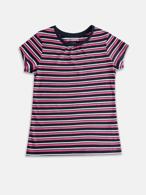 

Pantaloons Junior Girls Navy Blue Striped T-shirt