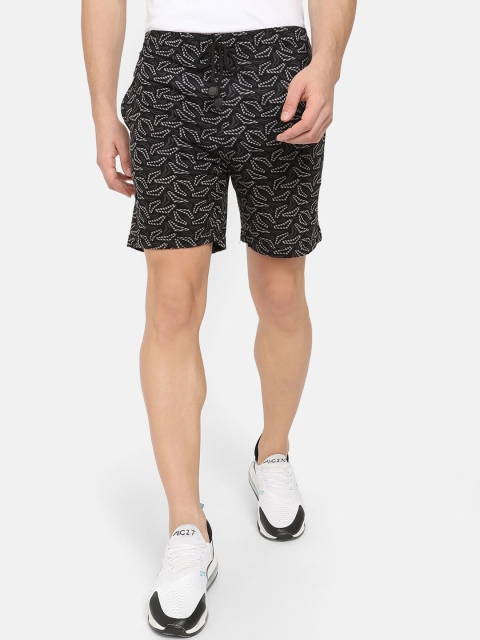 

V2 Value & Variety Men Black & Grey Printed Pure Cotton Mid-Rise Regular Shorts