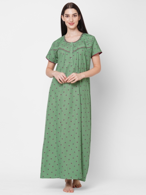 

Sweet Dreams Green Printed Maxi Nightdress