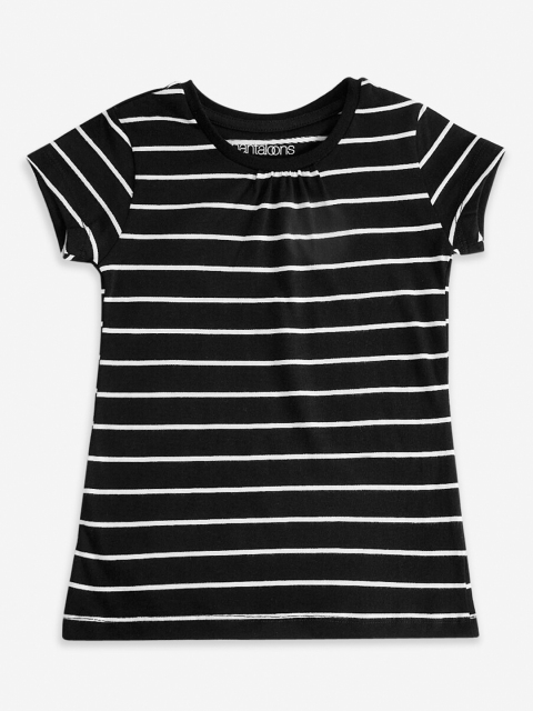 

Pantaloons Junior Girls Black Striped T-shirt