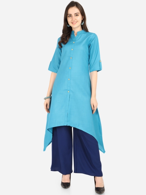 

SAADHVI Women Turquoise Blue Solid Kurta
