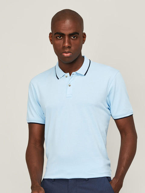 

CODE by Lifestyle Men Blue Cotton Polo Collar Slim Fit T-shirt