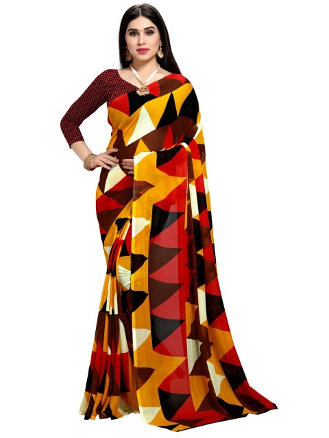 

KALINI Multi Color Printed Saree, Orange