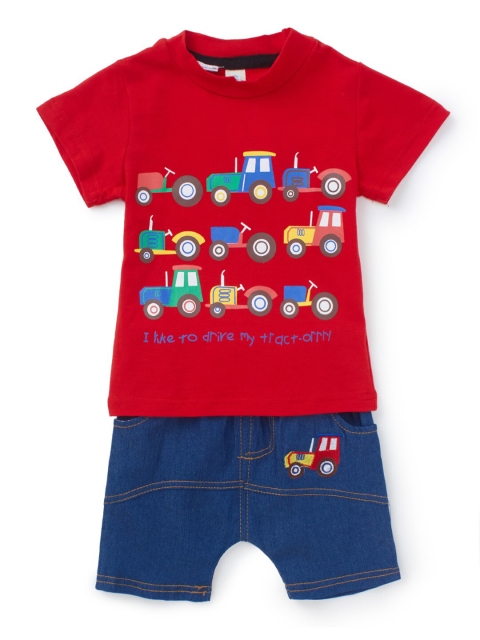 

Like A Boss Boys Red & Blue Printed T-shirt with Shorts