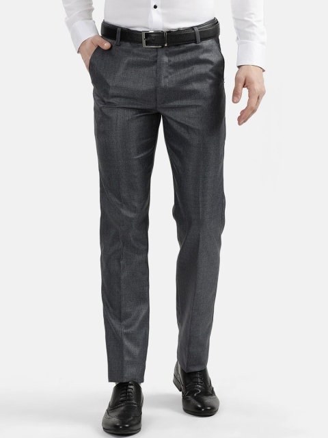 

V2 Value & Variety Men Grey Textured Formal Trousers