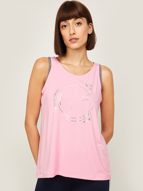 

Kappa Women Pink Typography Printed T-shirt