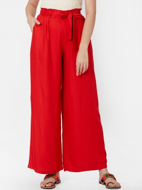 

ZOLA Women Red Plain Flared Culottes Trousers