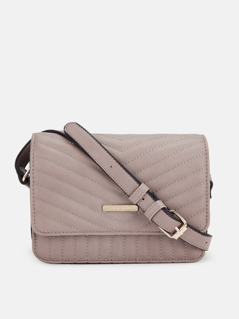 

Forever Glam by Pantaloons Taupe Geometric Textured Structured Sling Bag with Quilted