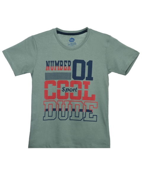 

ORANGE PUMPKKIN Boys Grey Typography Printed Slim Fit T-shirt