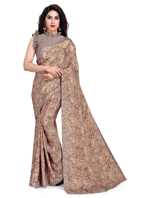 

Mirchi Fashion Beige & Blue Floral Bagh Saree