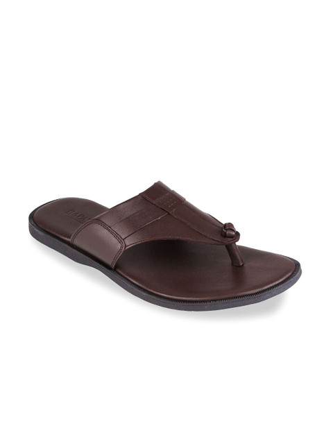 

RAPAWALK Men Brown & Black Leather Comfort Sandals