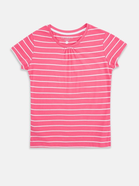

Pantaloons Junior Girls Pink Striped T-shirt