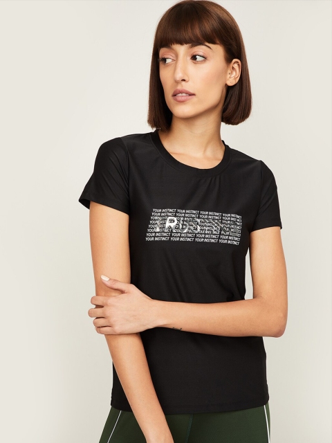 

Kappa Women Black Typography Printed T-shirt