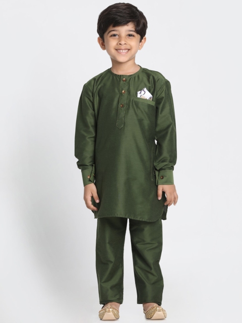 

JBN Creation Boys Green Layered Kurti with Pyjamas