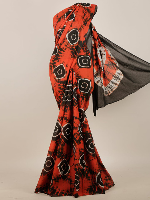 

Pothys Orange & Black Printed Saree
