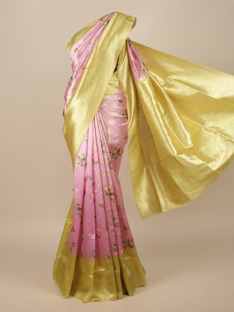 

Pothys Pink & Gold Jute Silk Woven Designed Saree