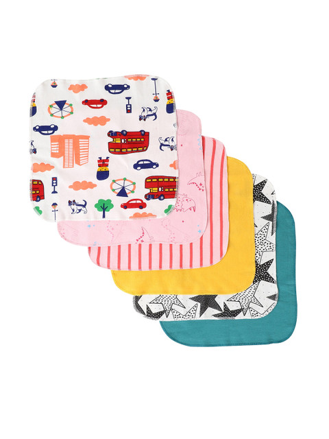 

BUMZEE Infants Pack Of 6 Assorted Pure Cotton Napkins