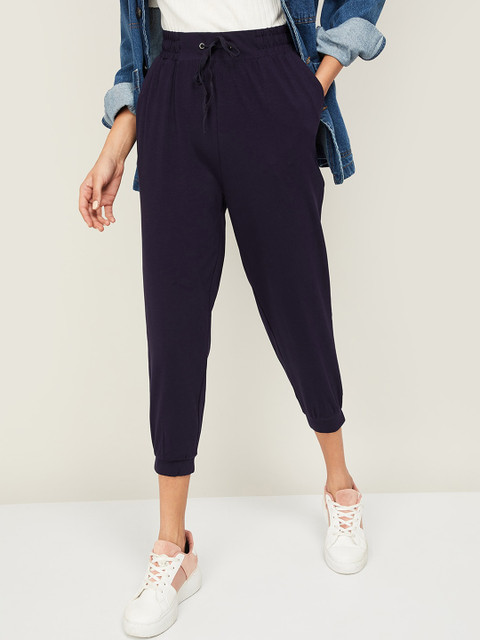 

Ginger by Lifestyle Women Navy Blue Solid Mid Rise Jogger Trouser