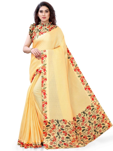 

KALINI Yellow & Red Jute Cotton Bagh Saree