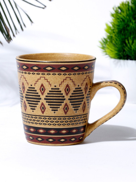 

Fabindia Brown Printed Ceramic Matte Coffee Cup