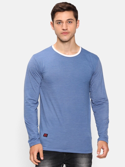

V2 Value & Variety Men Blue Contrast Collar Regular T-shirt