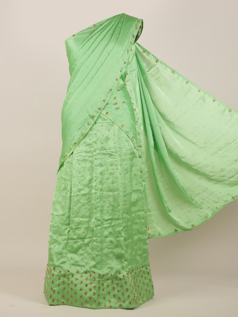 

Pothys Green Embellished Half & Half Saree