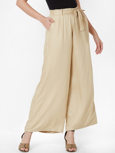

ZOLA Women Beige Pleated Parallel Trousers