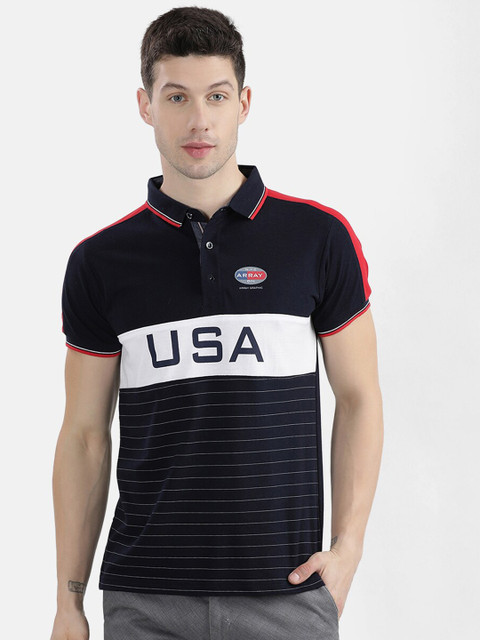 

V2 Value & Variety Men Navy Blue Polo Collar T-shirt
