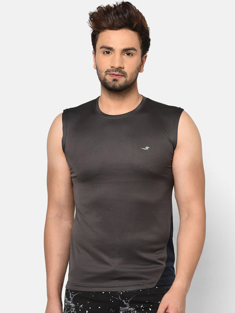 

V2 Value & Variety Men Grey & black olive High Neck Extended Sleeves T-shirt