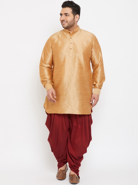 

VASTRAMAY PLUS Men Rose Gold Coloured Silk Blend Kurta