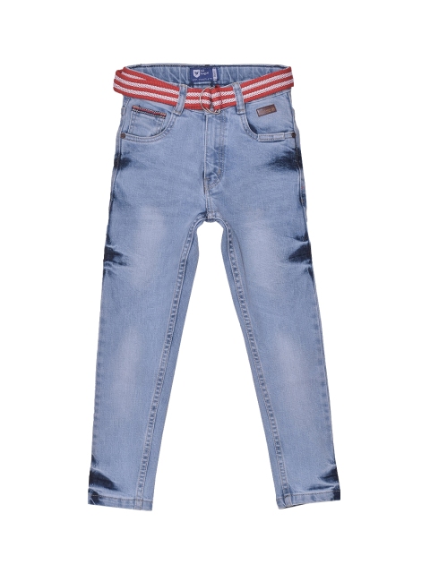 

612 league Boys Blue Slim Fit Mildly Distressed Light Fade Jeans
