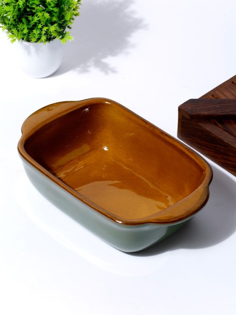 

Fabindia Green & Brown Glazed Ceramic Baking Dish