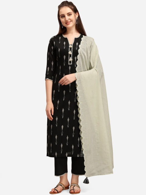 

Seerat Women Black Pure Cotton Kurta with Trousers & Dupatta