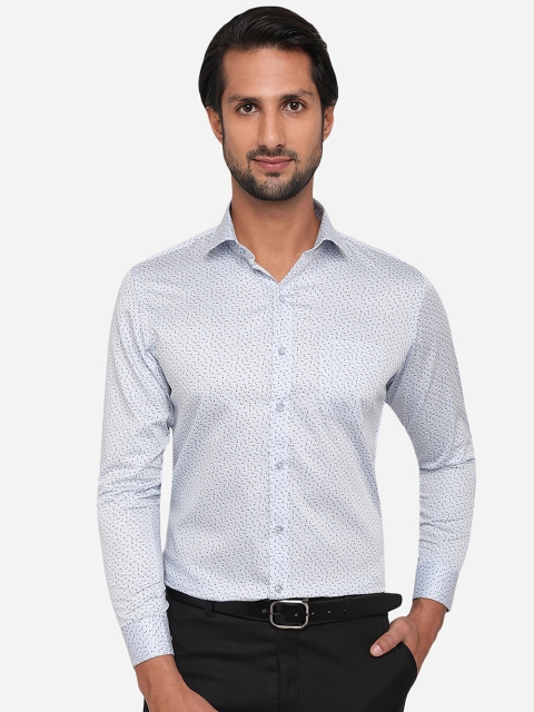 

Greenfibre Men Blue Slim Fit Printed Pure Cotton Formal Shirt