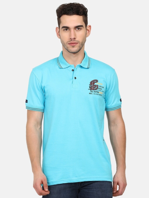 

V2 Value & Variety Men Blue Polo Collar Applique T-shirt