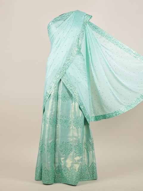 Pothys Blue Embellished Half Saree