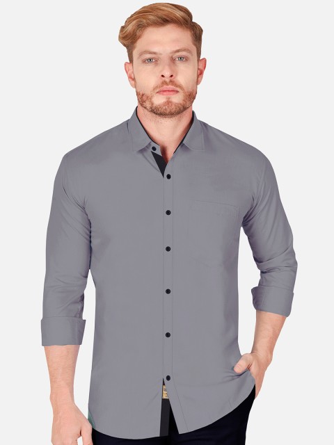 

VeBNoR Men Grey Slim Fit Casual Shirt