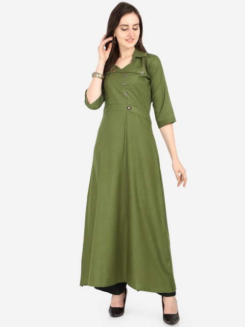

SAADHVI Women Green Solid Kurta