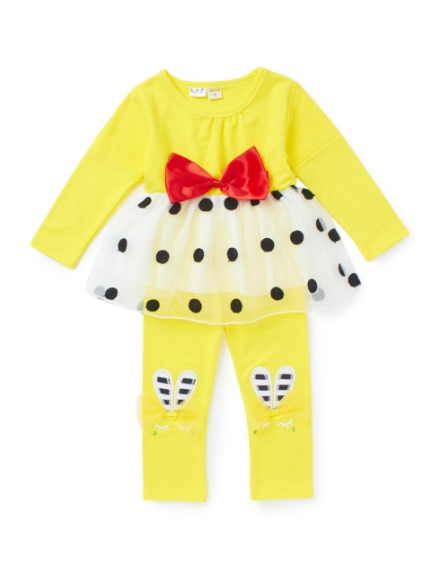 

Like A Boss Girls Yellow & White Printed Tunic with Pyjamas