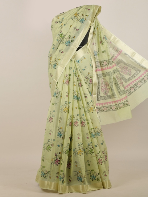 

Pothys Green & Blue Floral Saree