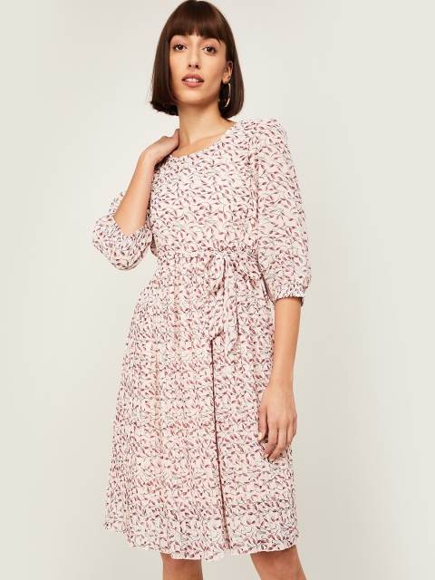 

CODE by Lifestyle Pink Floral Fit & Flare Dress with Belt
