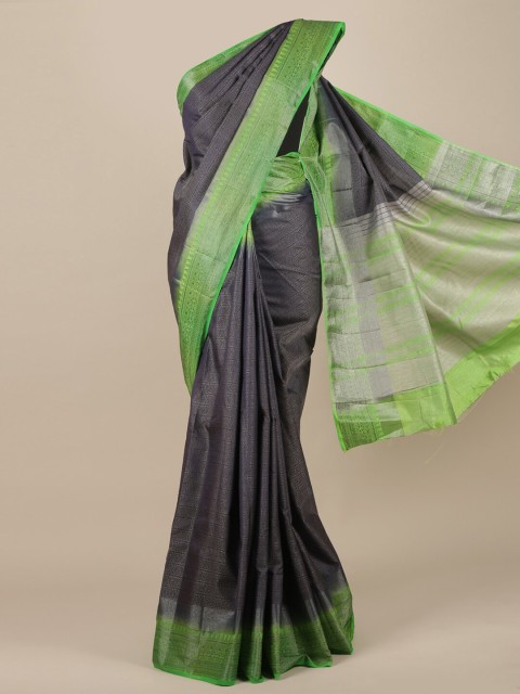 

Pothys Grey & Green Ethnic Motifs Jute Silk Saree