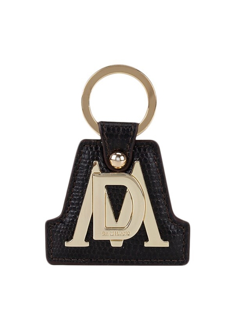 

Da Milano Unisex Brown & Gold-Toned Textured Genuine Leather Keychain