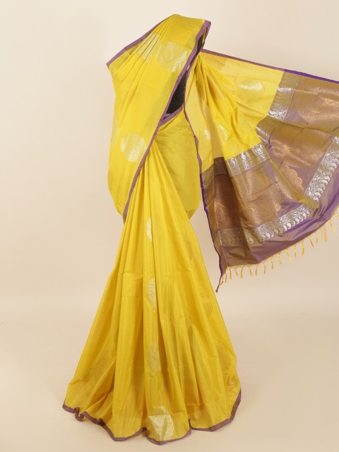 

Pothys Yellow Ethnic Motifs Silk Blend Saree