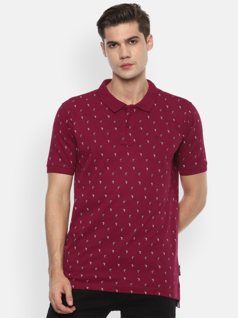 

Van Heusen Sport Men Maroon Printed Polo Collar Pure Cotton T-shirt