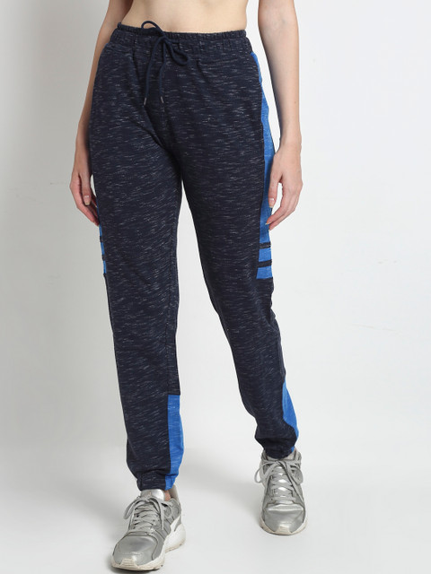 

Club York Women Navy Blue Colourblocked Straight-Fit Joggers